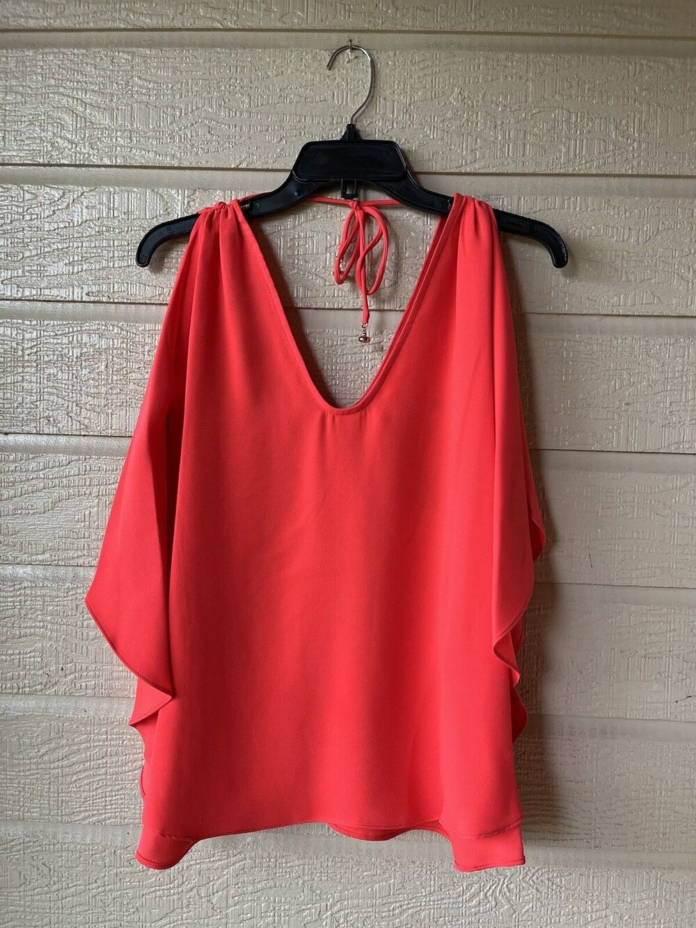 Trina Turk women Poppy Haipo Draped Side Tie Back Crepe Blouse Top sz Small $198 - Picture 4 of 11